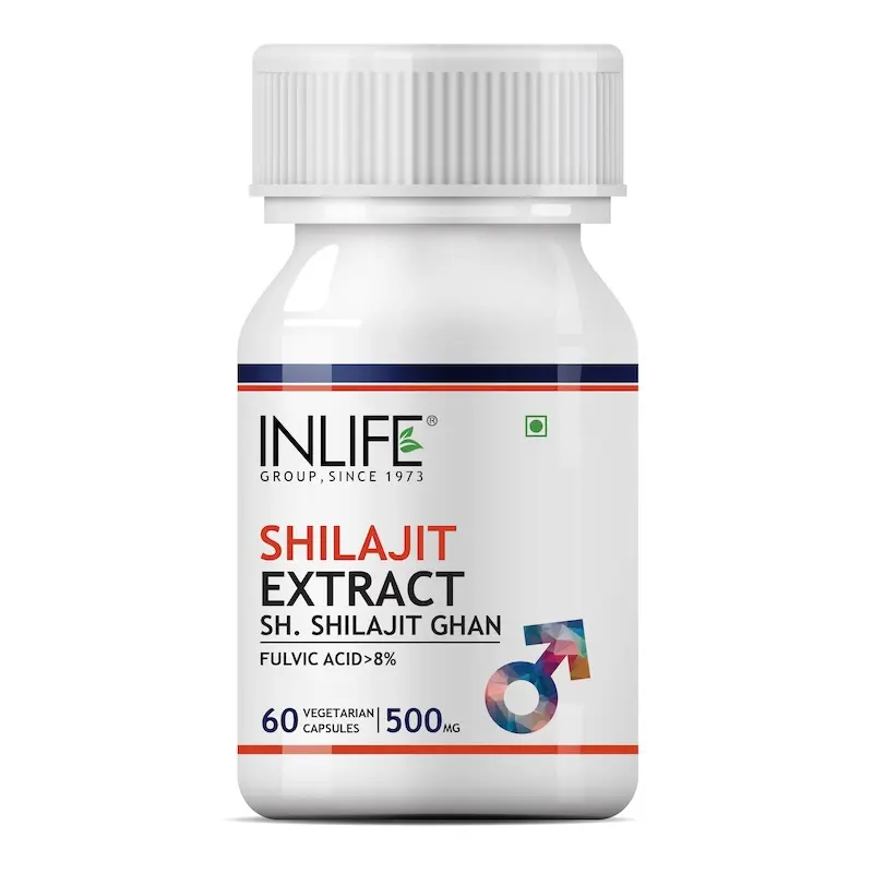 INLIFE Pure Shilajit Extract Supplement for Men | Strength and Stamina, 500mg - 60 capsules