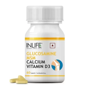 INLIFE Glucosamine Tablets for Joint | With MSM Calcium & Vitamin D3 | Cartilage, Bone Health Supplement - 60 Tablets