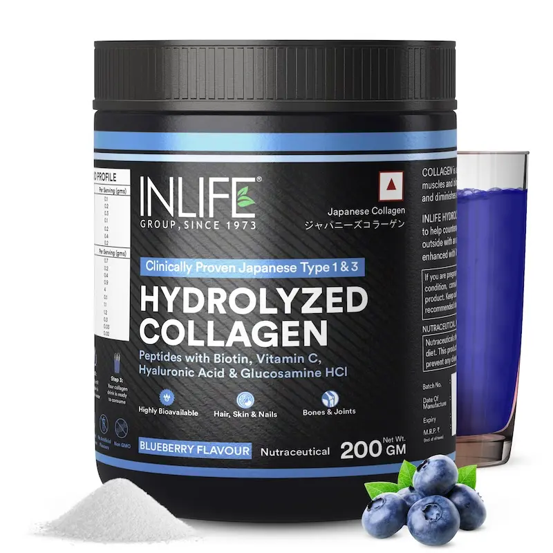 INLIFE Hydrolysed Collagen Peptides Supplement with Glucosamine, Hyaluronic Acid, Vitamin C, Biotin (200g) - Image 2