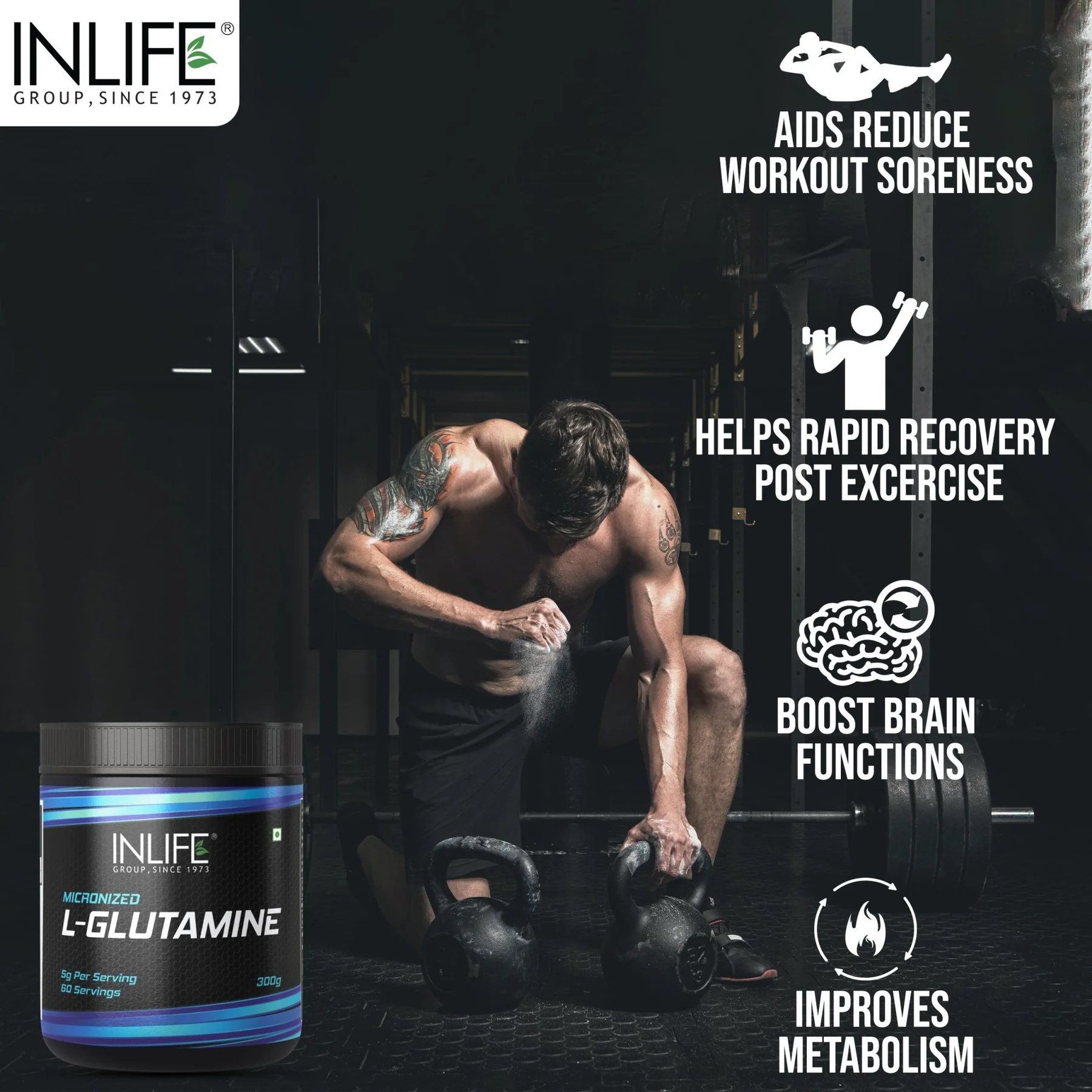 INLIFE Micronized L - Glutamine Powder Supplement - 300 grams (Unflavoured) - Image 5