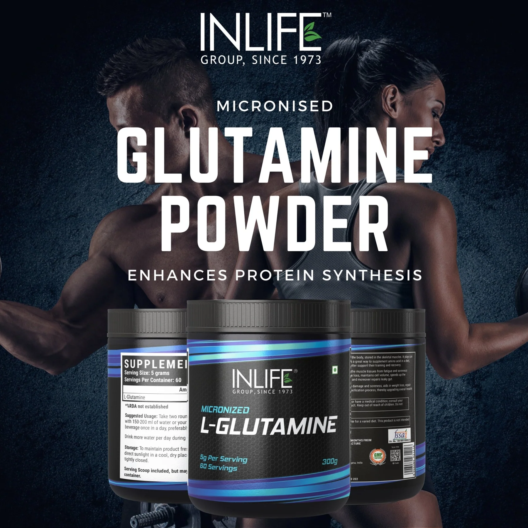 INLIFE Micronized L - Glutamine Powder Supplement - 300 grams (Unflavoured) - Image 4