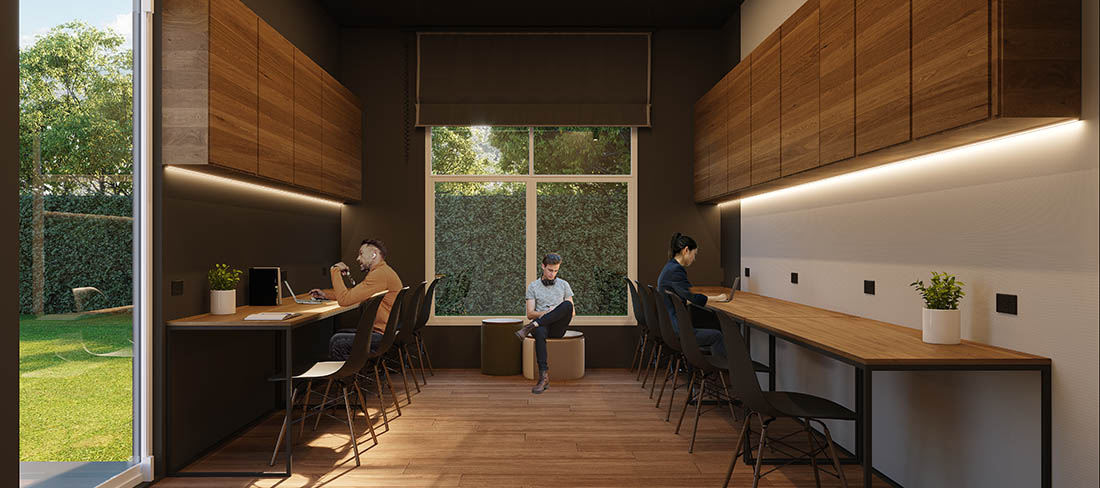 Área de Co-working de edificio Lares 17