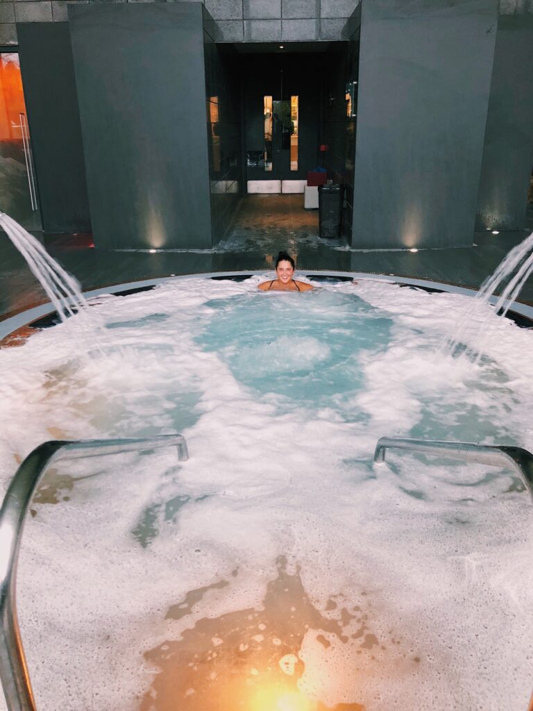 Girl in jacuzzi at the Spa